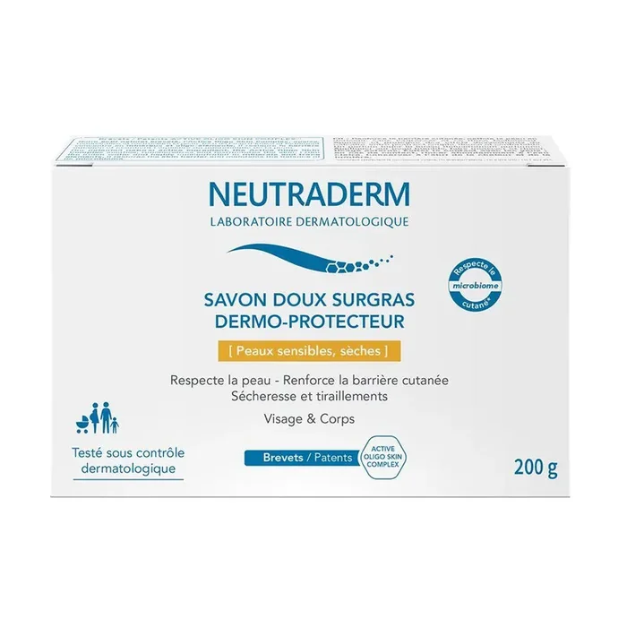 Savon solide doux surgras dermo protecteur 200g Peaux sèches Neutraderm