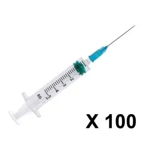 Seringues graduées 3 pièces 5ml avec aiguille bleue Emerald – Boîte de 100