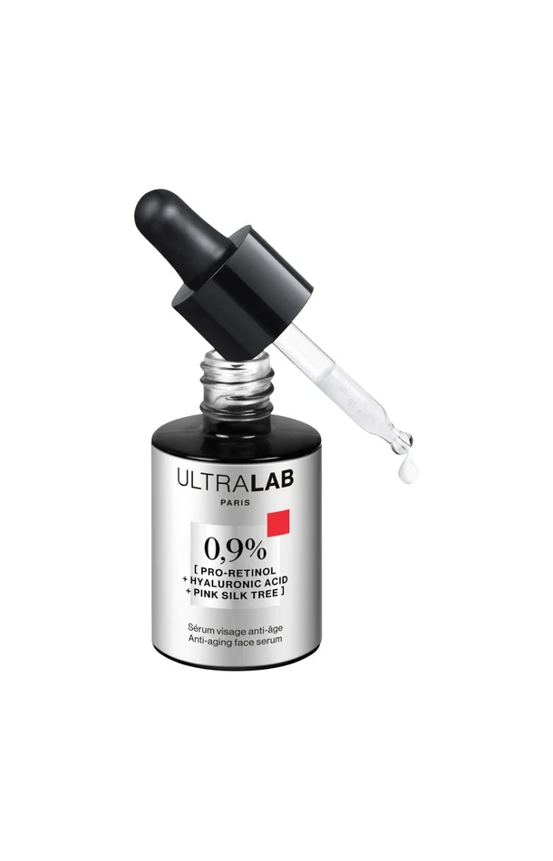 Sérum anti-âge – 0,9% Pro-rétinol, acide hyaluronique & arbre à soie rose – Visage