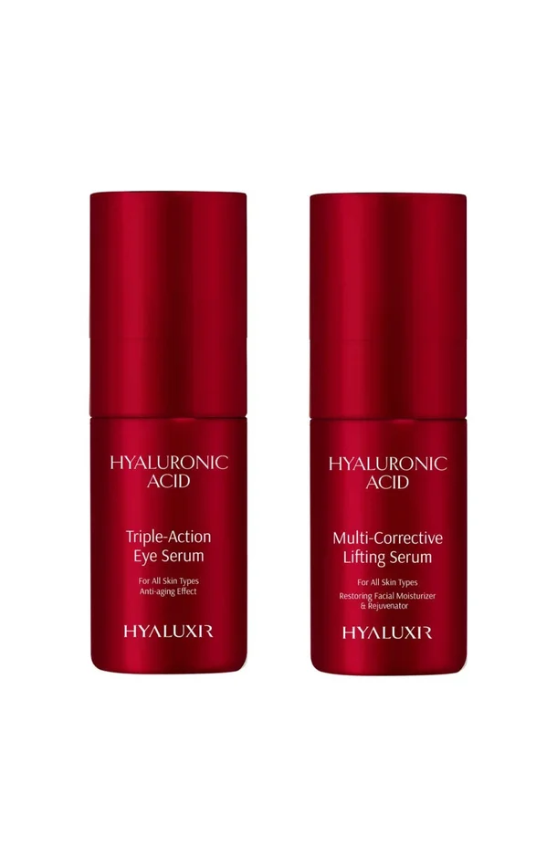 Sérum liftant multi-correcteur & sérum contour des yeux triple action – Acide hyaluronique & vitamine C – 2 x 30 ml