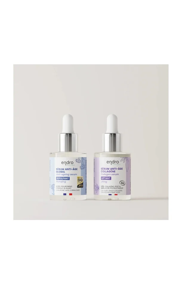 Sérums anti-âge bio – Acide hyaluronique & Collagène – Peaux matures – 2 x 30 ml