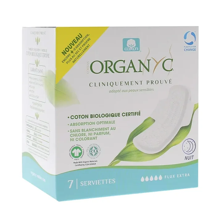 Serviettes Extra Nuit et flux très abondants – Vegan – 7 serviettes
