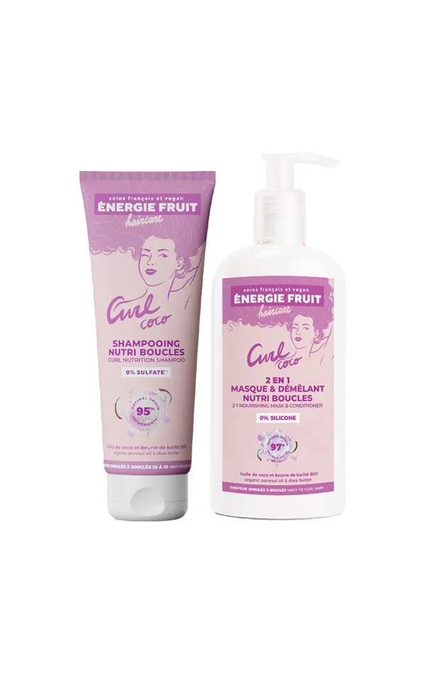 Shampoing & masque 2-en-1 – Coco & beurre de karité bio – Cheveux bouclés
