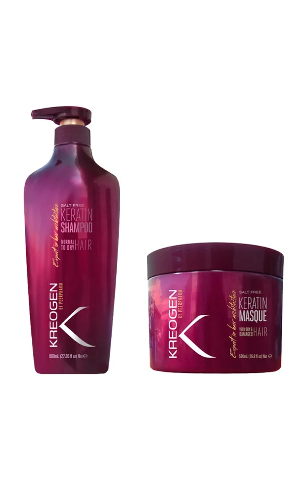 Shampoing & masque nourrissants – Kératine – Cheveux secs & abîmés