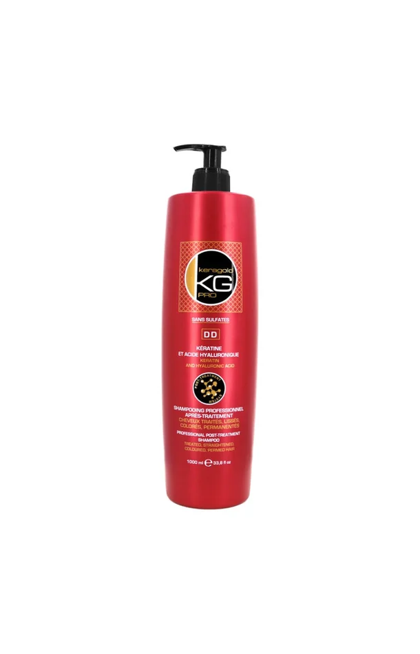 Shampoing après-traitement – Kératine & acide hyaluronique – Cheveux colorés et/ou lissés