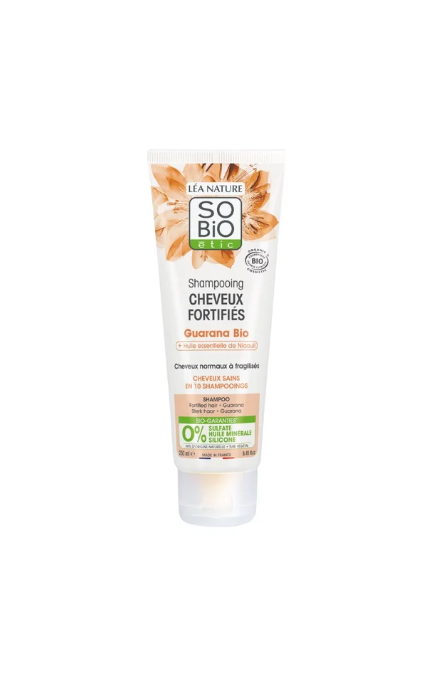 Shampoing fortifiant bio – Guarana & huile essentielle de niaouli – Cheveux normaux à fragilisés – 250 ml