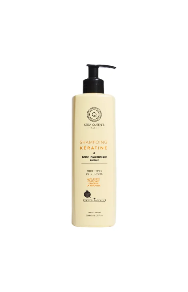Shampoing nourrissant – Kératine, acide hyaluronique & biotine – Cheveux secs ou cassants- 500 ml