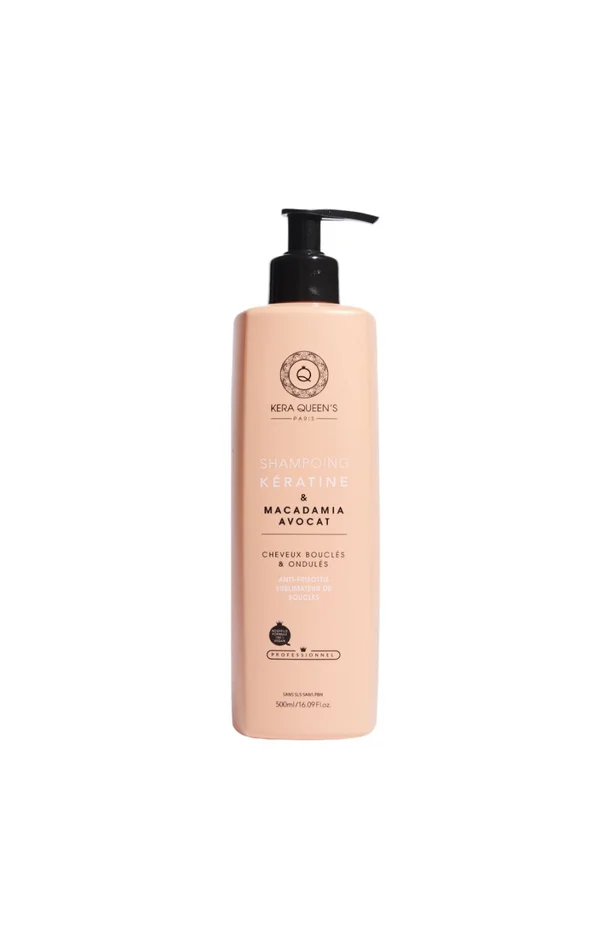 Shampoing réparateur – Kératine, macadamia & avocat – Cheveux bouclés, secs & abîmés – 500 ml