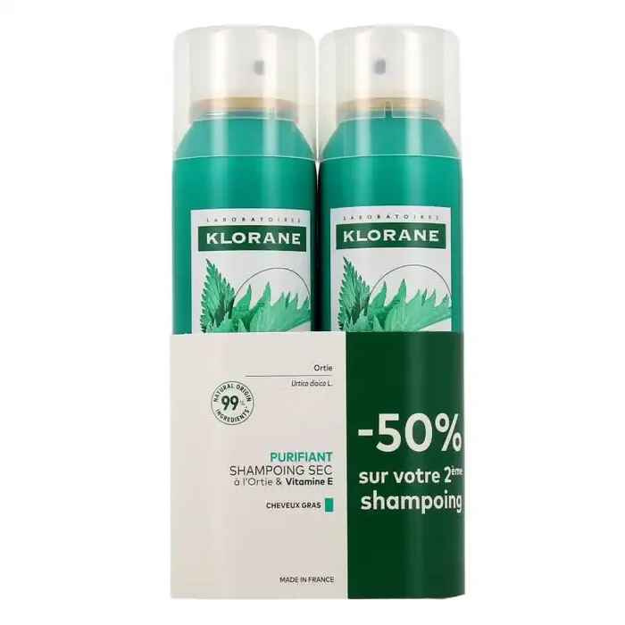 SHAMPOOING SEC PURIFIANT A L‘ORTIE LOT DE 2 X 150ML KLORANE