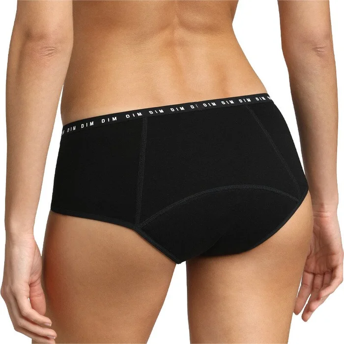 Shorties menstruels en coton bio – Flux abondants – 1 unité-Noir