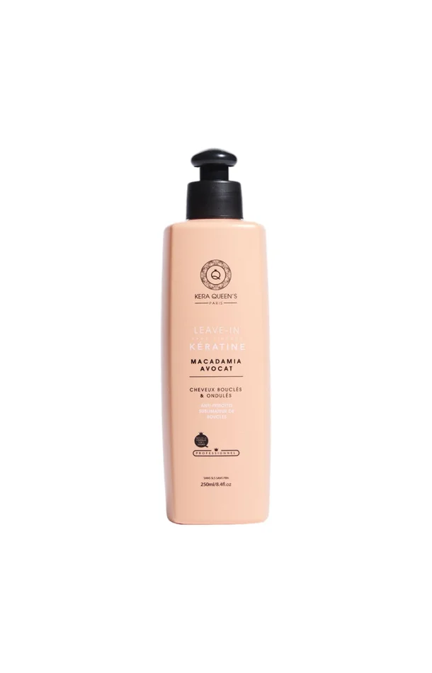 Soin sans rinçage – Kératine, macadamia & avocat – Cheveux bouclés, secs & abîmés – 250 ml