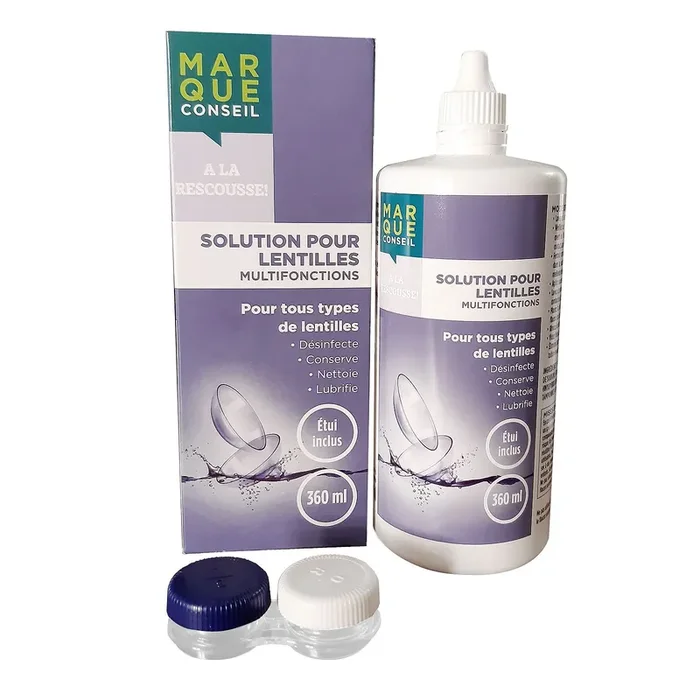 Solution pour lentilles de contact – Multifonctions – avec étui – 360ml