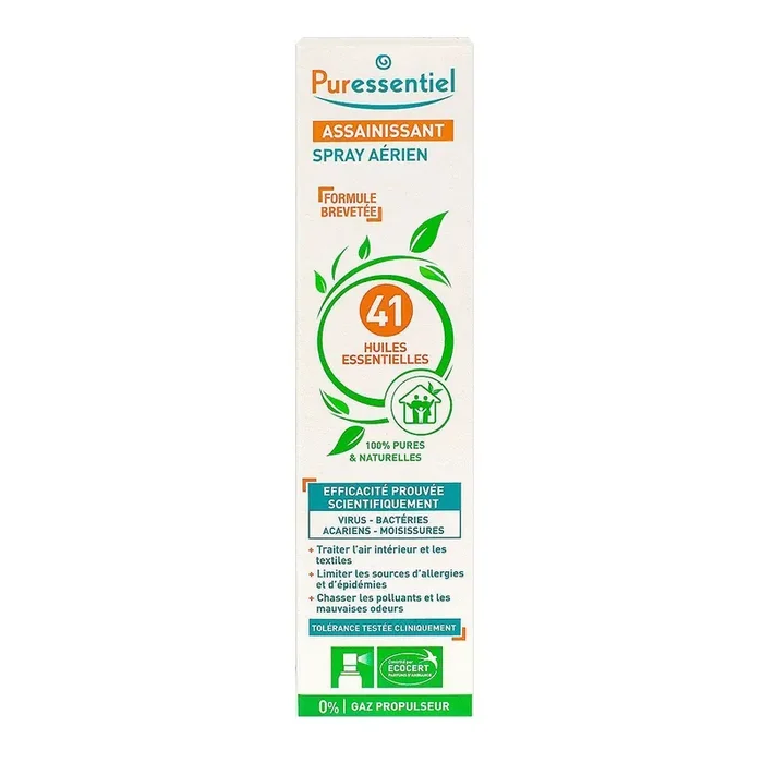 Spray Aérien Assainissant 41 huiles essentielles – Elimine bactéries et virus – 75ml