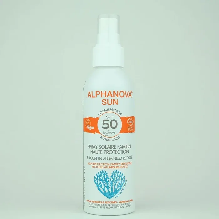 Spray solaire familiale haute protection SPF50+ Bio 150g Sun Alphanova