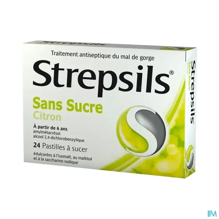 Strepsils citron sans sucre pastille à sucer 24