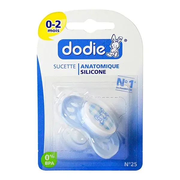 Sucette anatomique 0-2m n°25 silicone lapin bleu/beige