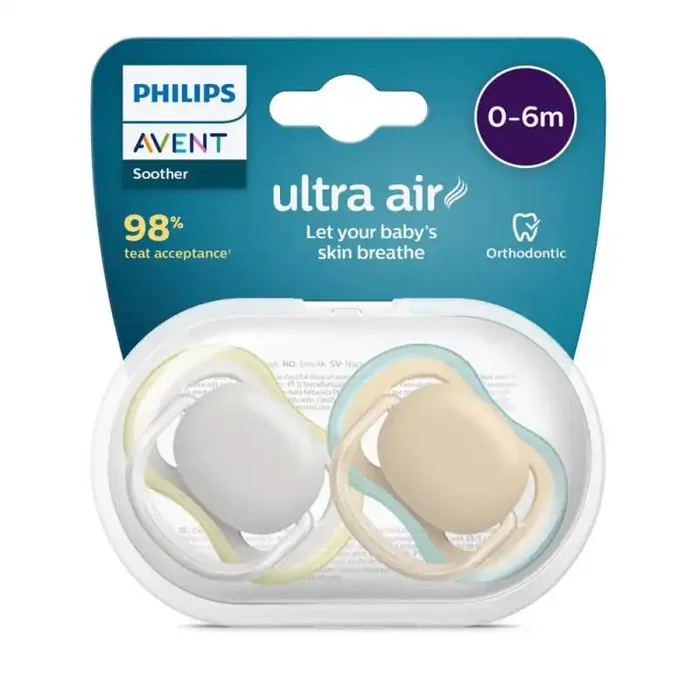 SUCETTES ULTRA AIR COLORIS BLANC JAUNE 0 – 6 mois AVENT