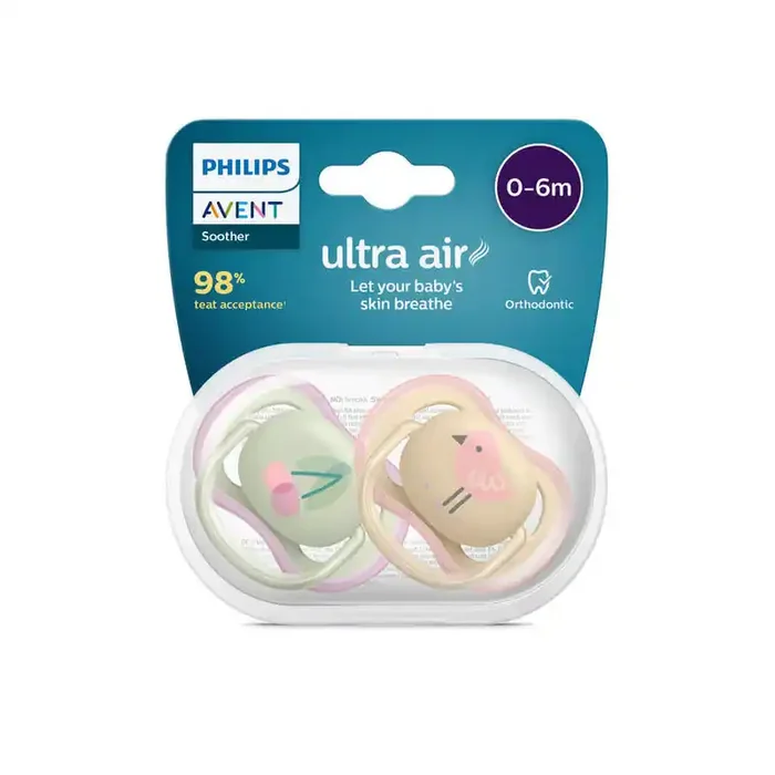 SUCETTES ULTRA AIR COLORIS ROSE/CREME 0-6 mois AVENT
