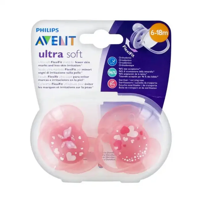 SUCETTES ULTRA SOFT COLORIS ROSE 6-18 mois AVENT