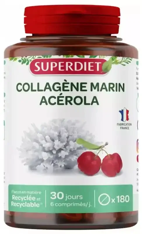 Superdiet Collagène Marin + Vitamine c – 180 Comprimés