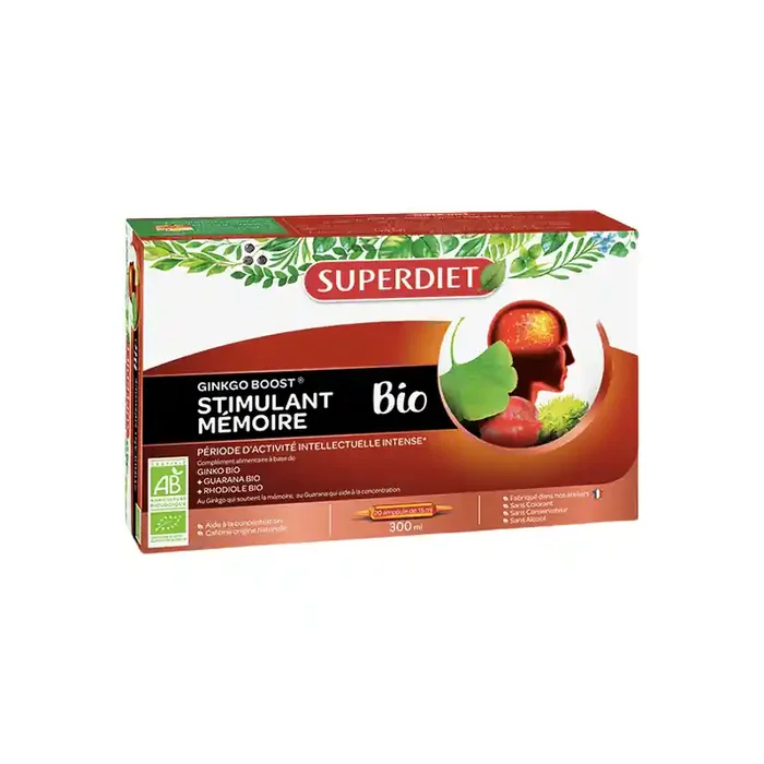 SuperDiet Ginkgo Boost bio 20 ampoules de 15ml