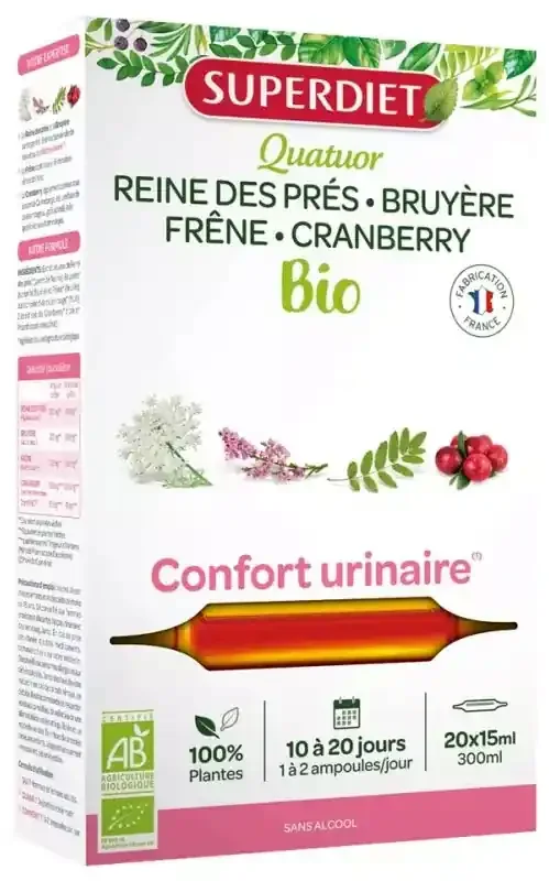 Superdiet Quatuor Confort Urinaire – 20 Ampoules de 15 ml
