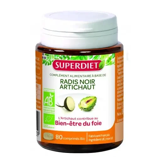 SUPERDIET RADIS NOIR ARTICHAUT BIO – 80 Comprimés