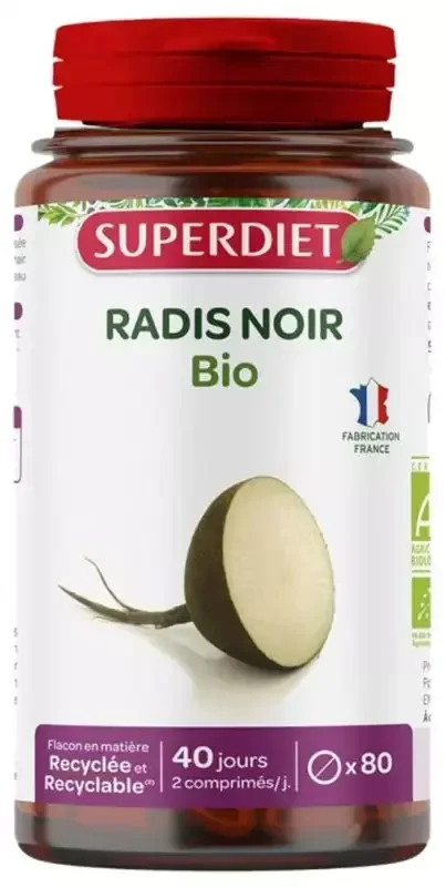 Superdiet Radis Noir Bio – 80 Comprimés