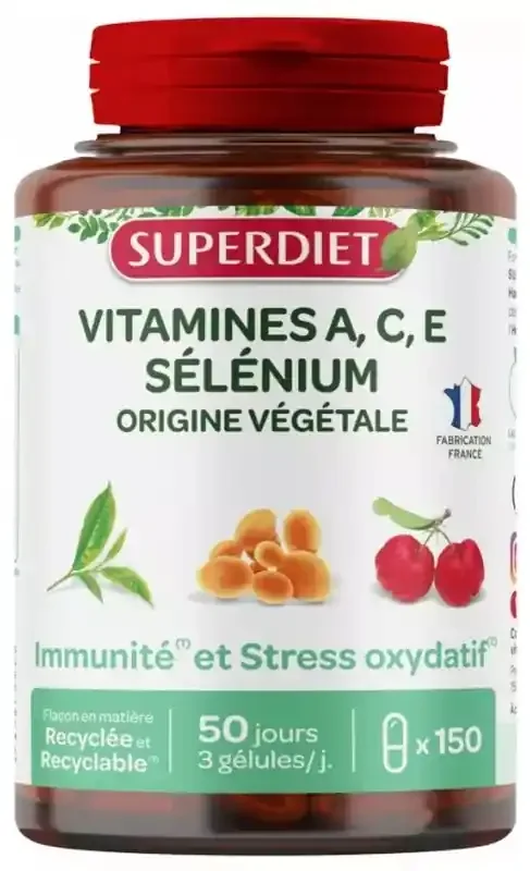 Superdiet Vitamines A.c.e – Sélénium -150 Gélules