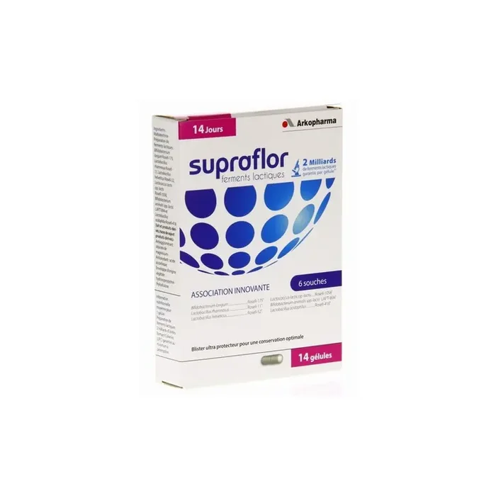 SUPRAFLOR FERMENTS LACTIQUES 14 GELULES ARKOPHARMA