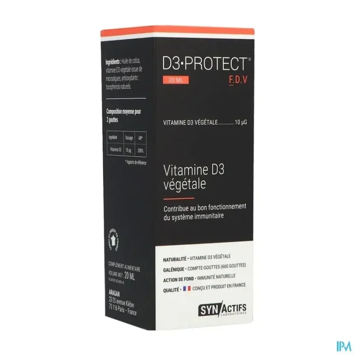 Synactifs d3 protect vitamine vegetale solution buvable 20ml