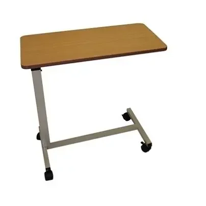 Table de lit sur roulettes avec plateau au coloris poirier d’Alsace