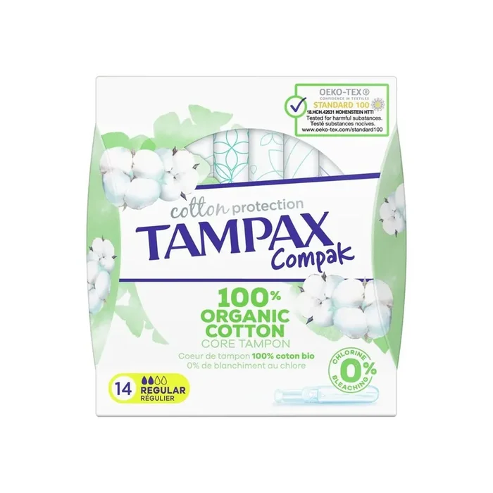 Tampax Compak Cotton Protection – Regulier – Paquet de 14 tampons