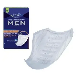 Tena Men Super – Active Fit – Niveau 3 – Protections absorbantes fuites urinaires masculines importantes – Sachet de 16