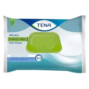 Tena Wet Wipe Proskin Plastic-Free – 3 en 1 – Peaux matures – Sachet de 48