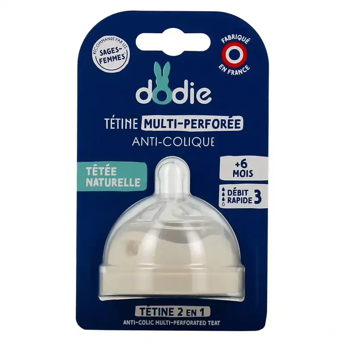 TETINE MULTI-PERFOREE ANTI COLIQUE + 6 MOIS DEBIT RAPIDE 3 SILICONE DODIE