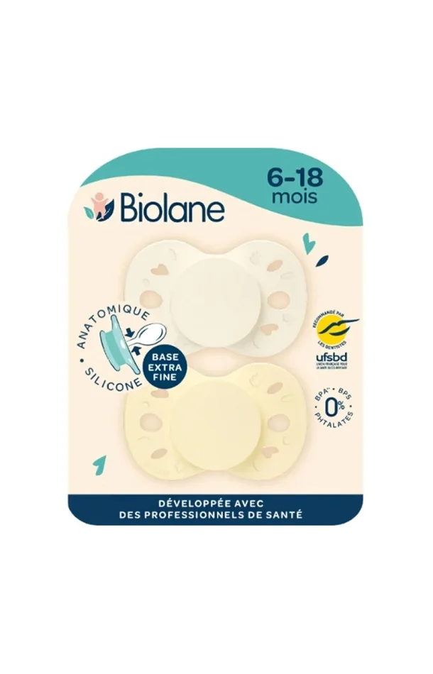 Tétines anatomiques – Essentielle – 6 à 18 mois – Jaune & beige