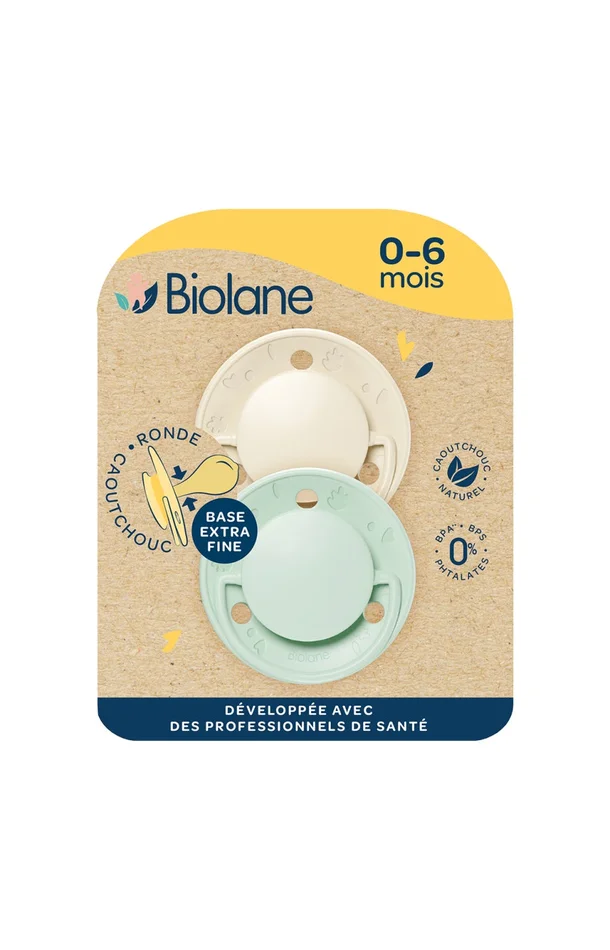 Tétines rondes – Originale – 0 à 6 mois – Vert & beige