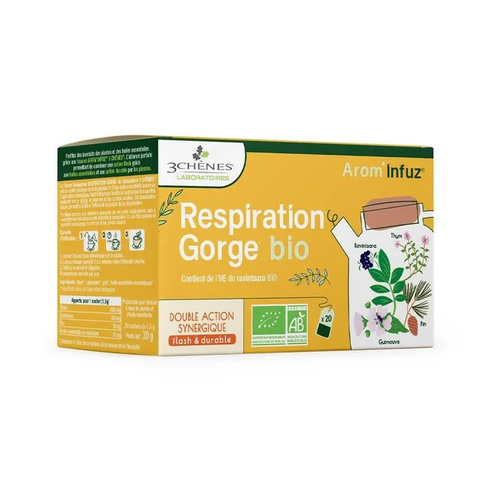 Tisane Respiration Gorge Bio 20 sachets les-3-chenes