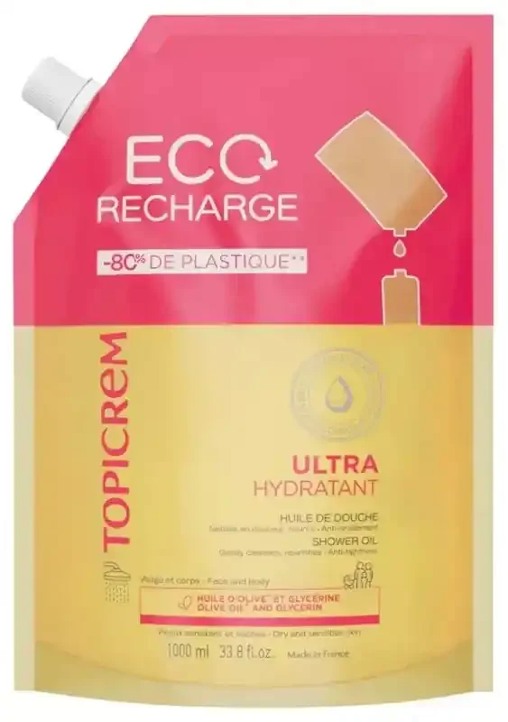 Topicrem Ultra-Hydratant Huile de Douche Peaux Sensibles et Sèches Éco-Recharge 1 Litre