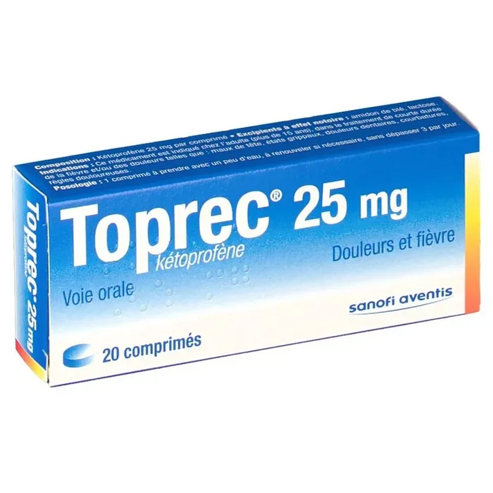 Toprec 25 mg Kétoprofène – Douleurs et Fièvre – 20 comprimés