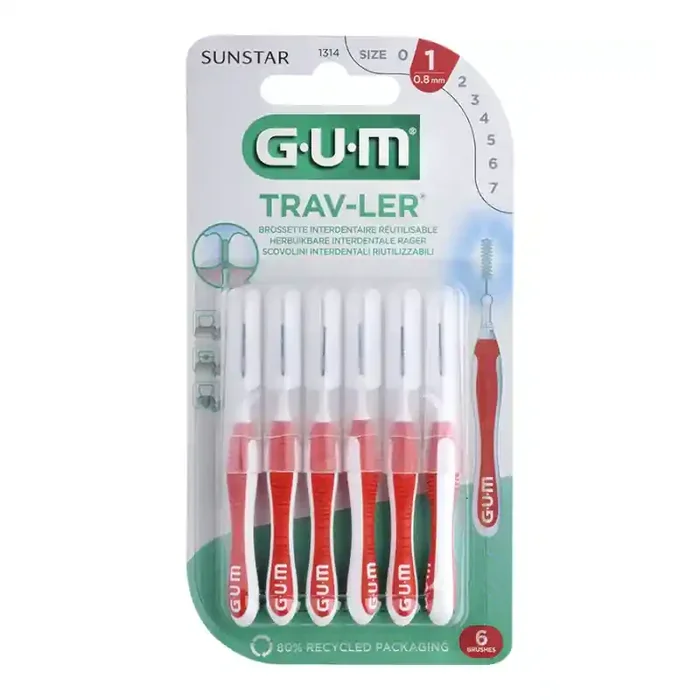 TRAV-LER BROSSETTES INTERDENTAIRES X 6 0.8mm GUM