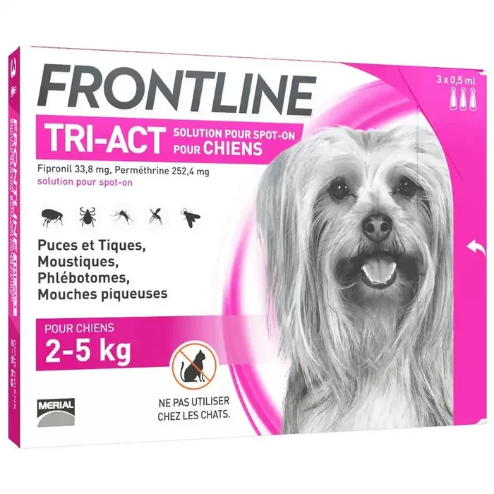 Tri-act Spot-on Chien de 2-5kg 3 Pipettes de 0,5ml Frontline