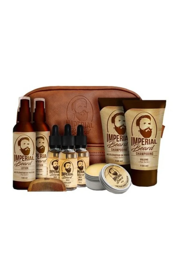 Trousse complète volume, pousse & entretien de la barbe – 8 soins & un peigne