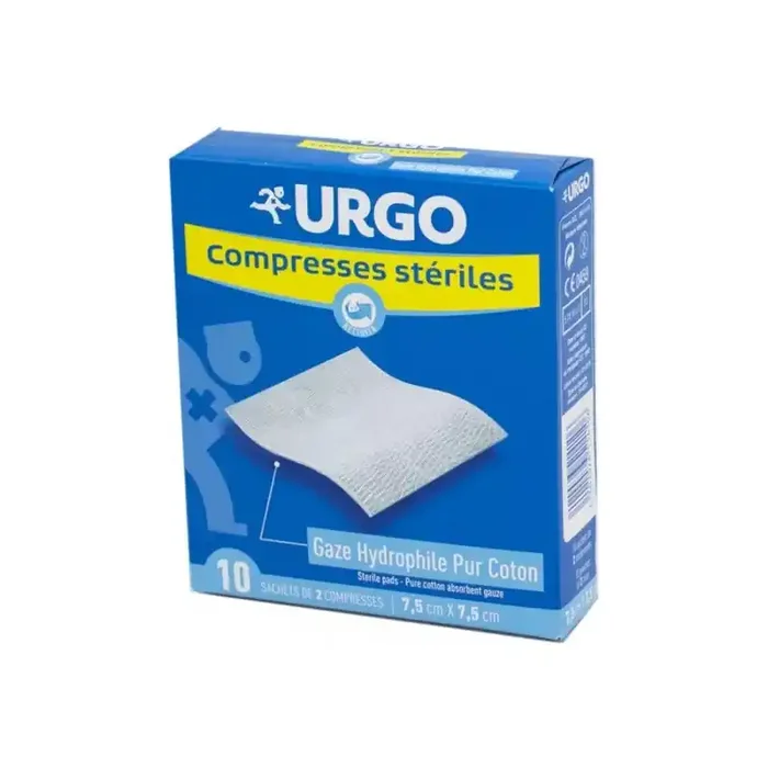Urgo 2 compresses de gaz steriles 7,5cm x 7,5cm 10 sachets
