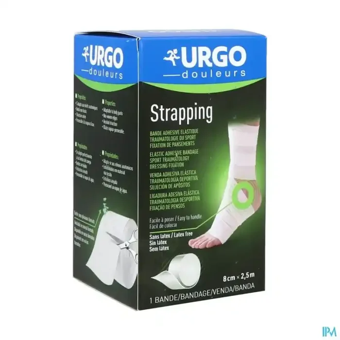 Urgostrapping bande adhesive elastique en longueur hypoallergenique speciale sport 2m5 x 8cm