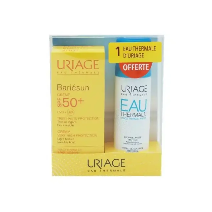Uriage coffret bariesun creme solaire sans parfum SPF50 + eau thermale 50ml OFFERTE