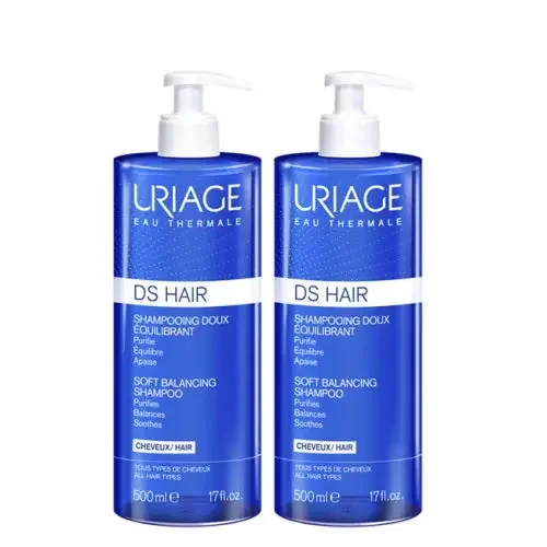 URIAGE DS HAIR Shampooing Doux Équilibrant – Lot de 2 x 500ml