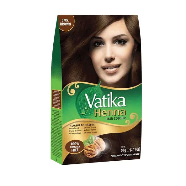 Vatika Henné Coloration des Cheveux « Dark Brown » sans Ammoniaque (6 sachets x 10gr)