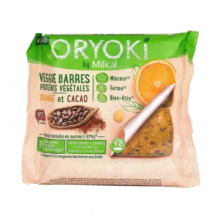 Veggie barres orange & cacao Oryoki x2